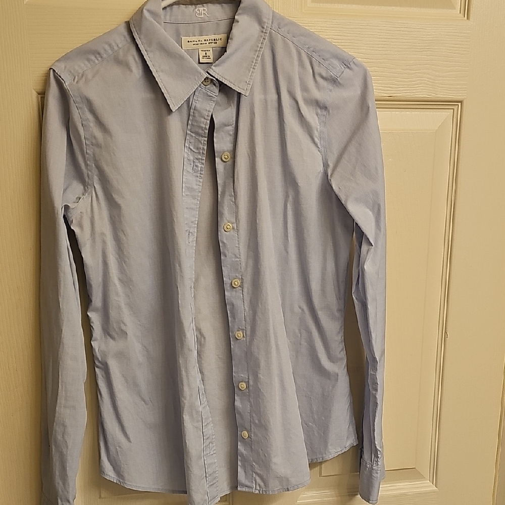 Banana Republic Blue Dress Shirt Classic Long-Sleeve